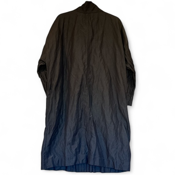 Eileen Fisher Denim Blue Organic Cotton Blend Stand Up Collar Coat Size XL - Picture 6 of 13